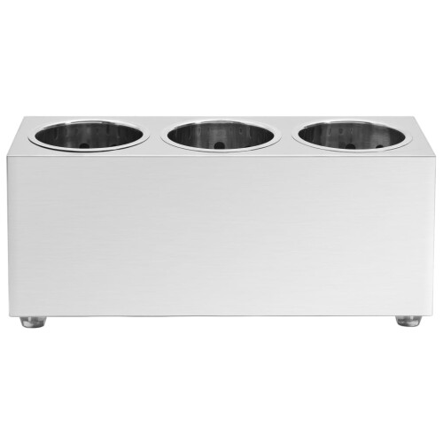 Berkfield Cutlery Holder 3 Grids Rectangular Stainless Steel 2