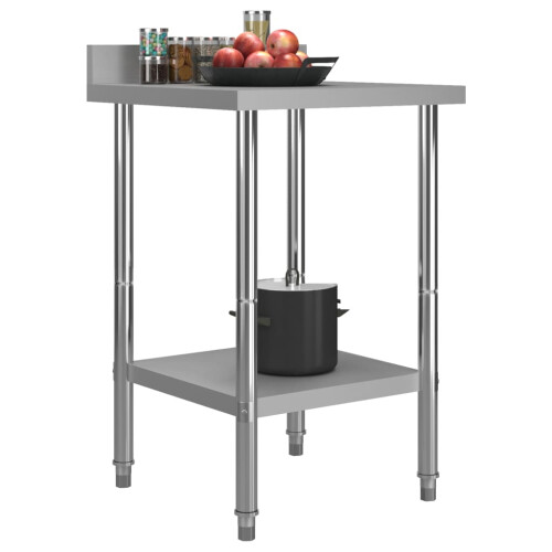 Berkfield Kitchen Work Table with Backsplash 60x60x93 cm Stainless Steel 1