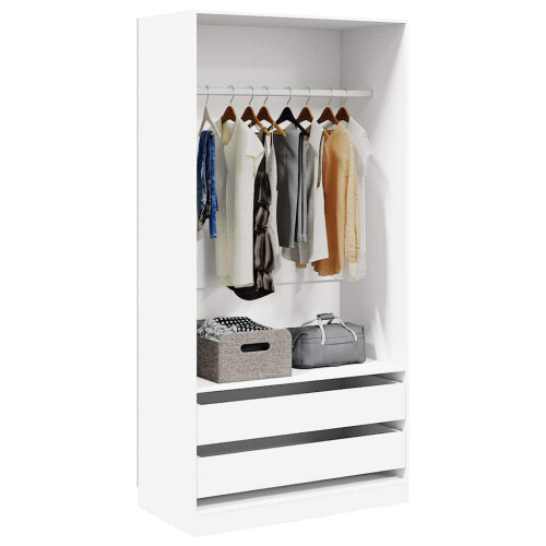 Berkfield Wardrobe White 100x50x200 cm Engineered Wood 2