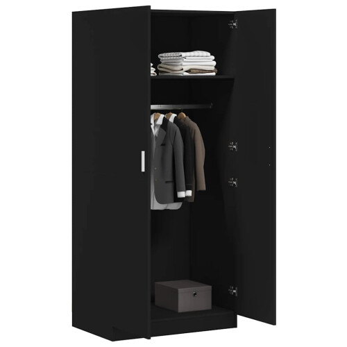 Berkfield Wardrobe Black 80x52x180 cm Engineered Wood 2