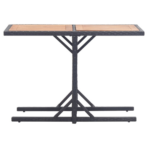 Berkfield Garden Table Black Solid Acacia Wood and Poly Rattan 1
