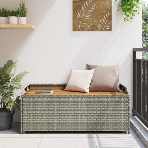 Berkfield Garden Storage Bench 120 cm Poly Rattan Grey 2