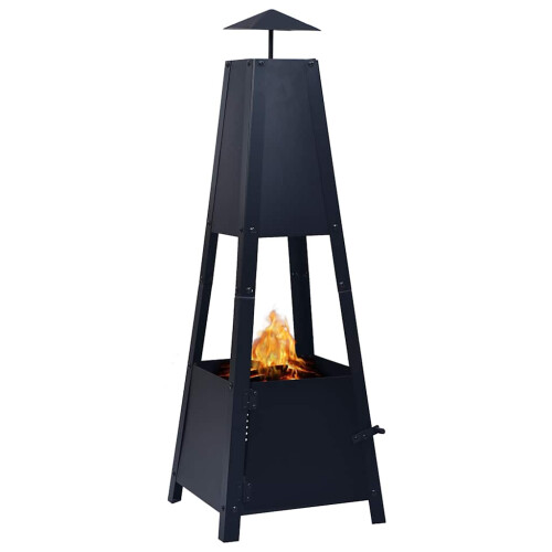 Berkfield Fire Pit Black 35x35x99 cm Steel 1
