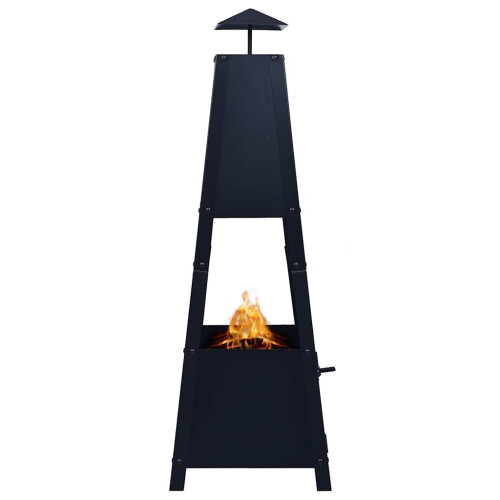 Berkfield Fire Pit Black 35x35x99 cm Steel 2