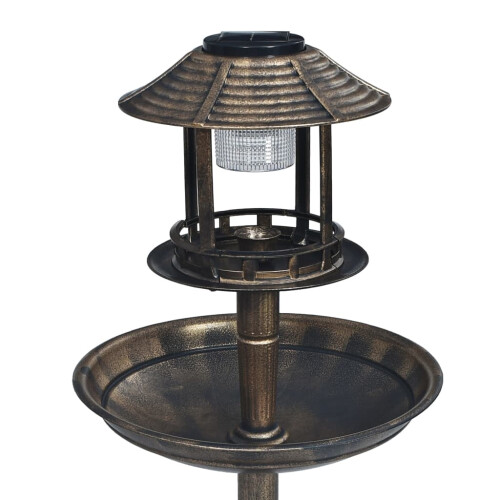 Berkfield Decorative Birdbath with Solar Powered LED Lights Plastic 2