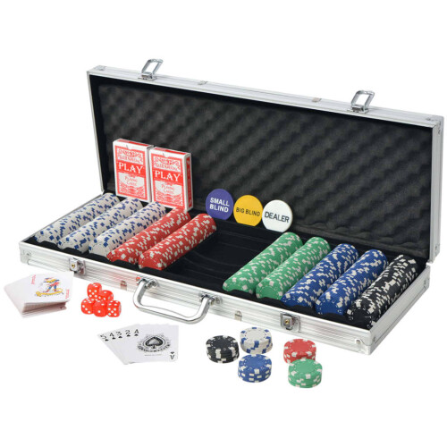 Berkfield Poker Set with 500 Chips Aluminium 1