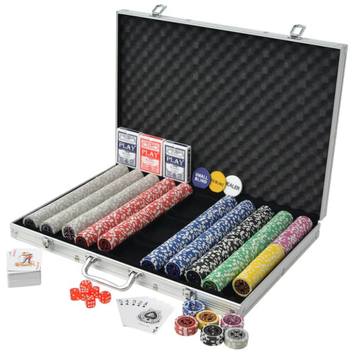Berkfield Poker Set with 1000 Laser Chips Aluminium 1