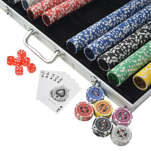 Berkfield Poker Set with 1000 Laser Chips Aluminium 2