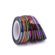 20PCS Shiny Multicolor Self Adhesive Nail Art Stickers 3D Nail Decorations Foil Striping Tape Decals