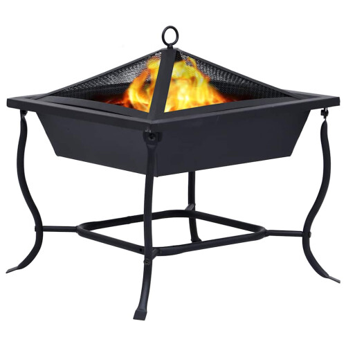 Berkfield Fire Pit Black 42x42x45 cm Steel 1