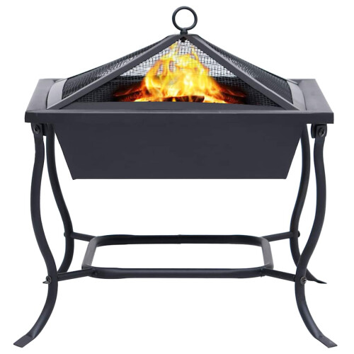 Berkfield Fire Pit Black 42x42x45 cm Steel 2