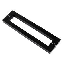 Matte Black Stainless Steel Square Tube Door Handle 938x900mm, Heavy Duty Push Pull Design for Glass and Wooden Doors