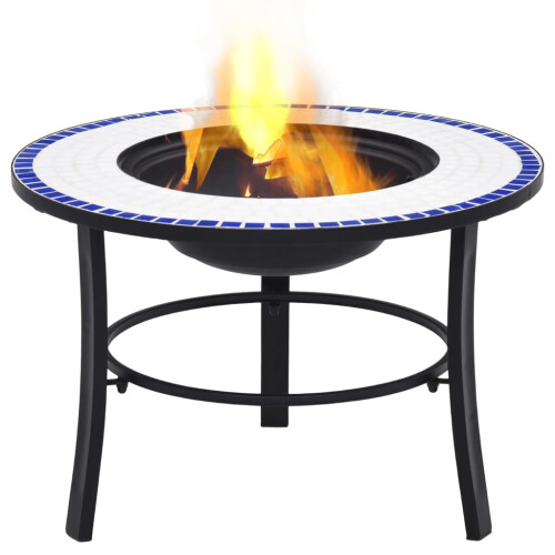 Berkfield Mosaic Fire Pit Blue and White 68cm Ceramic 1