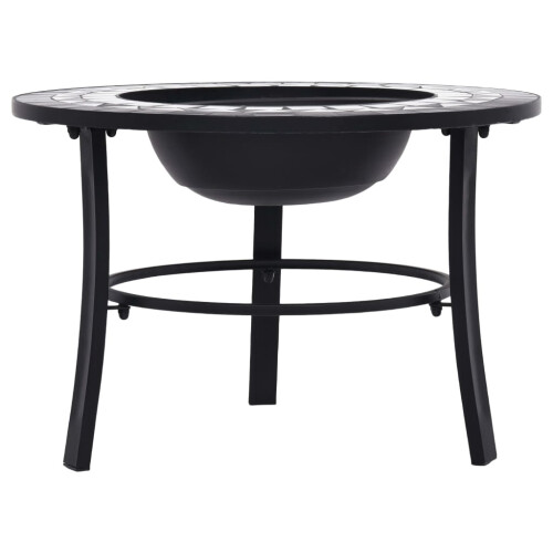 Berkfield Mosaic Fire Pit Black and White 68cm Ceramic 2