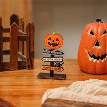 Jesenná tekvicová dekorácia, mini živicové tekvicové ozdoby s duchmi, drevené ozdoby s písmenami z tekvice na Halloween, dekorácie na stôl