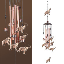 VOSS Decorațiuni interioare Clopoțel de vânt vintage cu elefant, din lemn forjat, pentru grădină