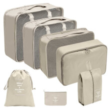 Packkuber för resväska, 7 st. väskinsatser, beige