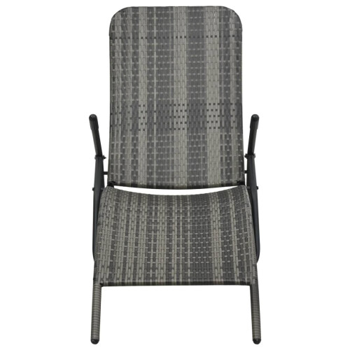 Berkfield Folding Sun Lounger Poly Rattan Grey 1