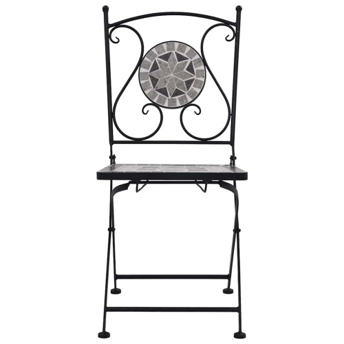 Berkfield Mosaic Bistro Chairs 2 pcs Grey 2