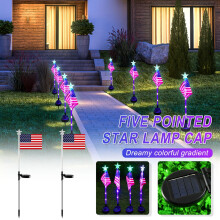 QISIWOLE Solar Amerikaanse vlagverlichting voor buiten, waterdicht IP65, solar grondlampjes voor tuin, terras en erf, 4 stuks, decoratie voor 4 juli