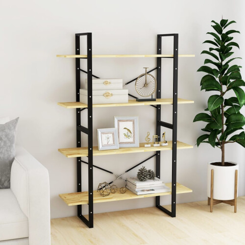 Berkfield 4-Tier Book Cabinet 100x30x140 cm Solid Pine Wood 2