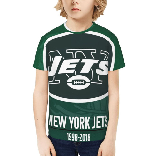 NY_JetsYouth Μπλούζα με κοντό μανίκι για αγόρια και κορίτσια με λογότυπο αθλητικής