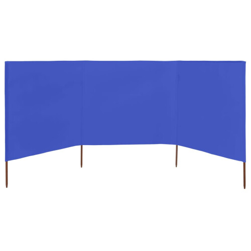 Berkfield 3-panel Wind Screen Fabric 400x80 cm Azure Blue 2