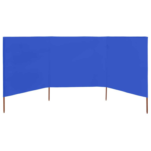 Berkfield 3-panel Wind Screen Fabric 400x120 cm Azure Blue 2