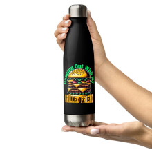 Láhev na vodu z nerezové oceli pro milovníky rychlého občerstvení s hamburgery, trávím čas s grilovaným kamarádem (černá)