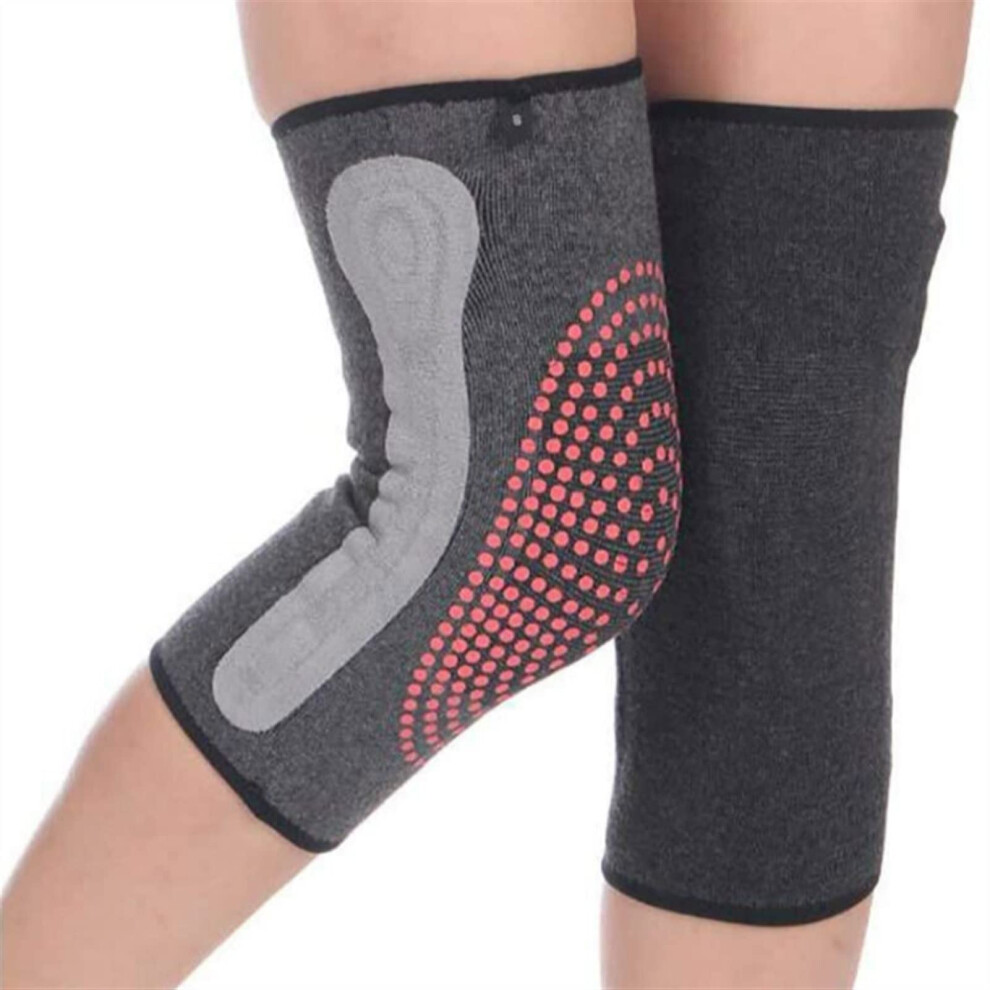 1 Pair Tourmaline Self Heating Knee Support Brace with Spring Stabilizers for Arthritis Pain Relief