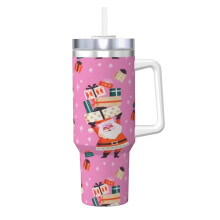 40oz Stainless Steel Tumbler with Handle and Straw