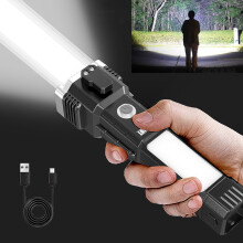 Gnobogi LED multifunktionsficklampa USB-uppladdningsbar Treasure