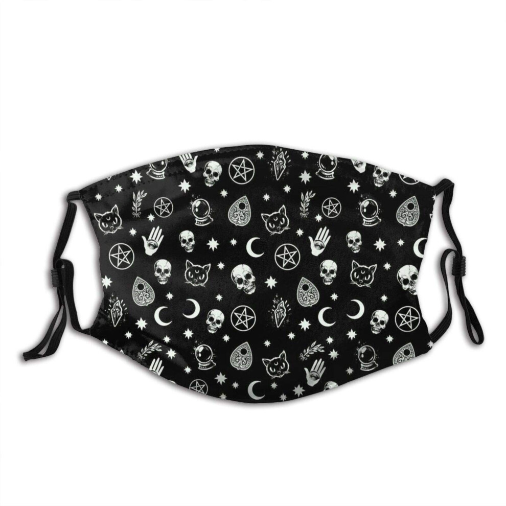 Goth Face Mask Reusable Washable Skull Print Breathable Cloth Cover with Filters for Adults