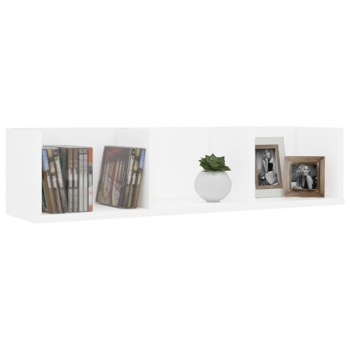 Berkfield CD Wall Shelf White 75x18x18 cm Engineered Wood 2