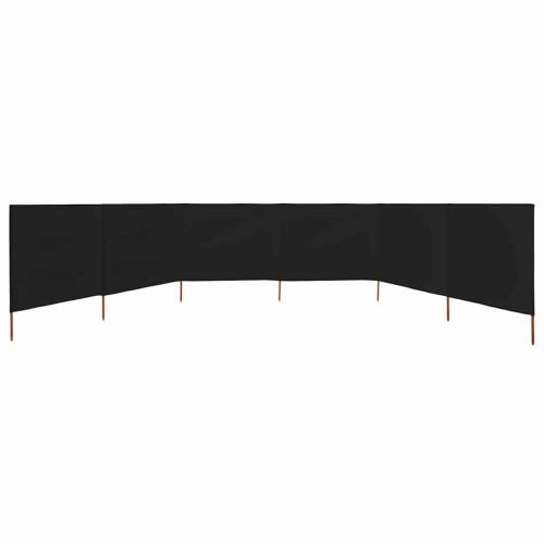 Berkfield 6-panel Wind Screen Fabric 800x160 cm Black 2