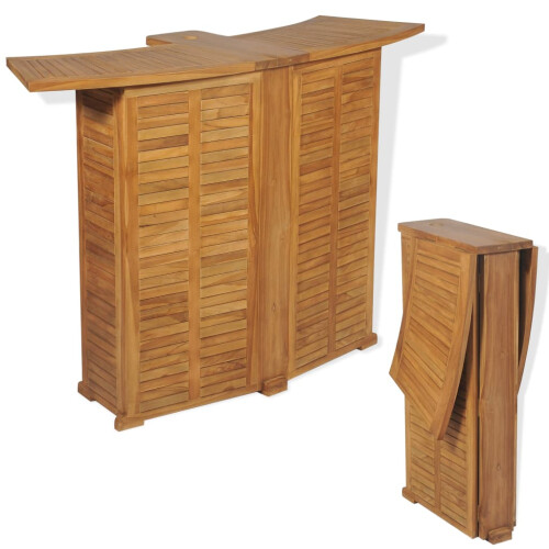 Berkfield 3 Piece Bistro Set with Folding Chairs Solid Teak Wood 2