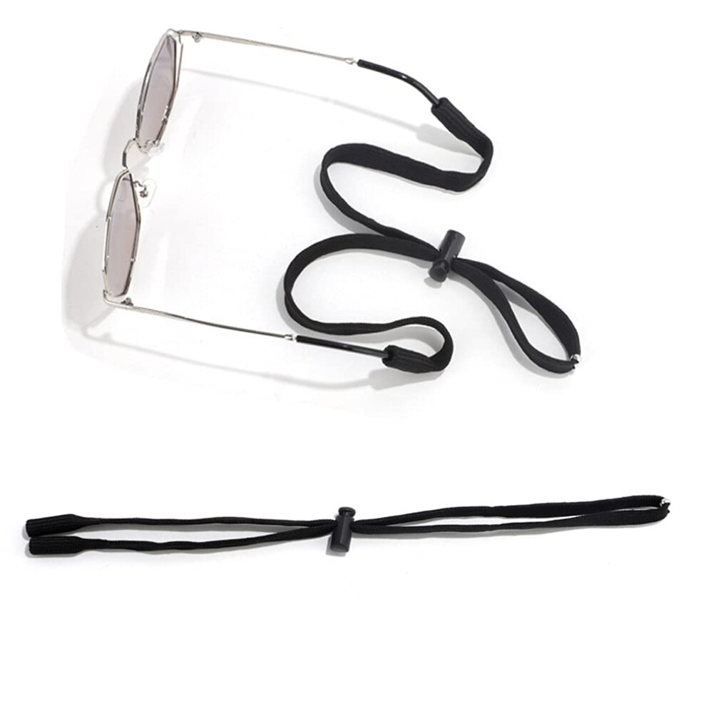Black 10 Pcs Adjustable Sunglass Strap Set, Antislip Spandex Eyeglass Retainer For Sports Men And Women