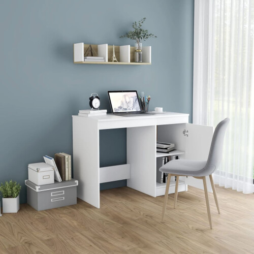 Berkfield Desk White 100x50x76 cm Engineered Wood 2