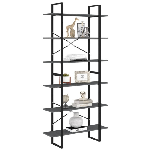 Berkfield High Cabinet Grey 100x30x210 cm Solid Pine Wood 2