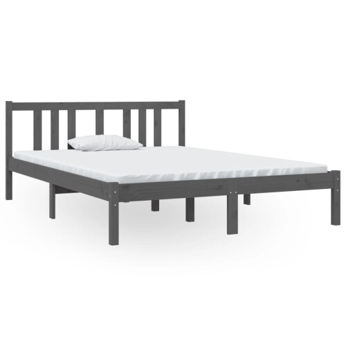 Berkfield Bed Frame without Mattress Grey Solid Wood 135x190 cm Double Double 1