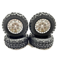 1/24 Scale RC Car Wheels and Tires Set for ECX Barrage, Titanium Color, Enhanced Traction Control