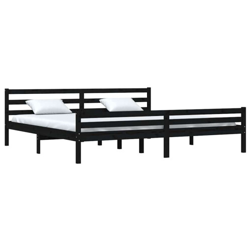 Berkfield Bed Frame without Mattress Black Solid Wood 200x200 cm 2