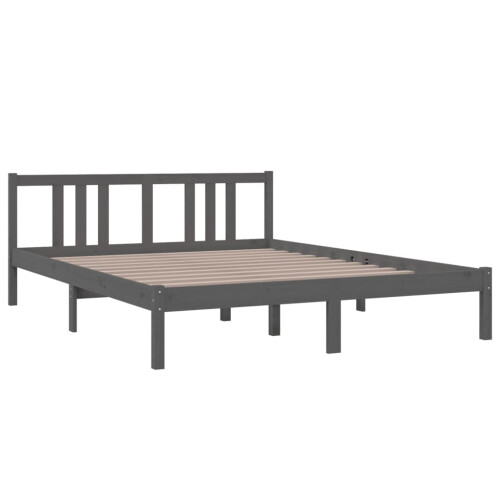 Berkfield Bed Frame without Mattress Grey Solid Wood 150x200 cm King Size King Size 2