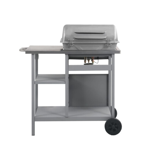 Berkfield Gas BBQ Grill with 3-layer Side Table Black and Silver 2