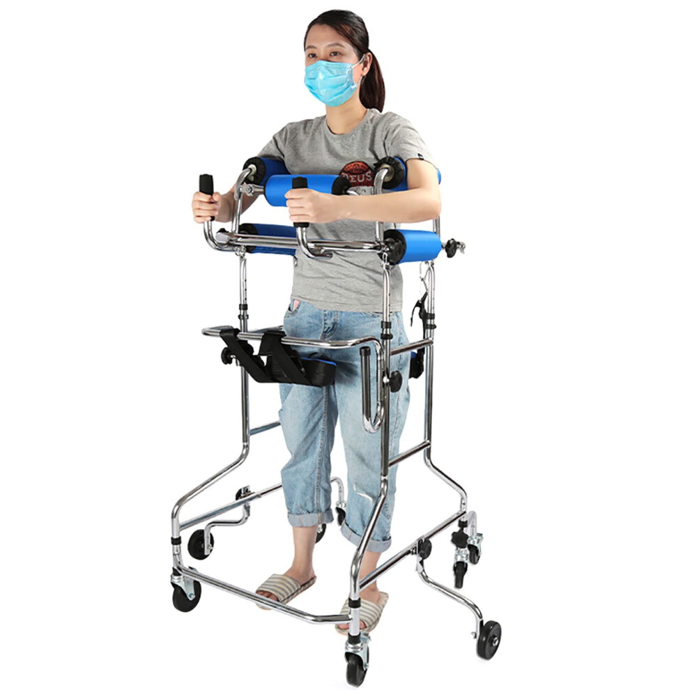 Tall Upright Rollator Walker with Adjustable Height, Padded Seat and Backrest for Seniors Rehabilitation