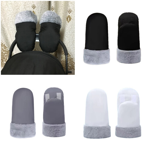 Waterproof Insulated Baby Strollers Mittens With Fleece-Black 2