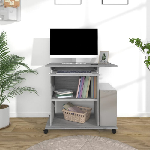 Berkfield Computer Desk Grey Sonoma 80x50x75 cm Engineered Wood 2