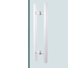 Commercial Glass Door Handle 120cm White Modern Square Pull Handle Heavy Duty Office Entry Use