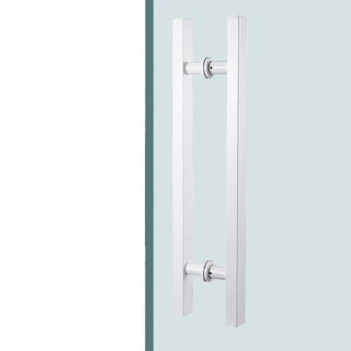 Commercial Glass Door Handle 120cm White Modern Square Pull Handle Heavy Duty Office Entry Use