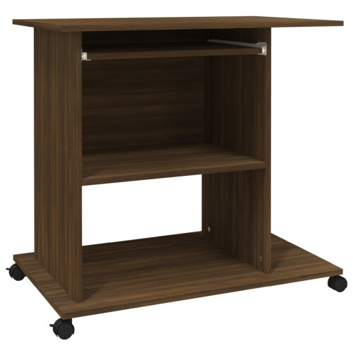 Berkfield Computer Desk Brown Oak 80x50x75 cm Engineered Wood 1